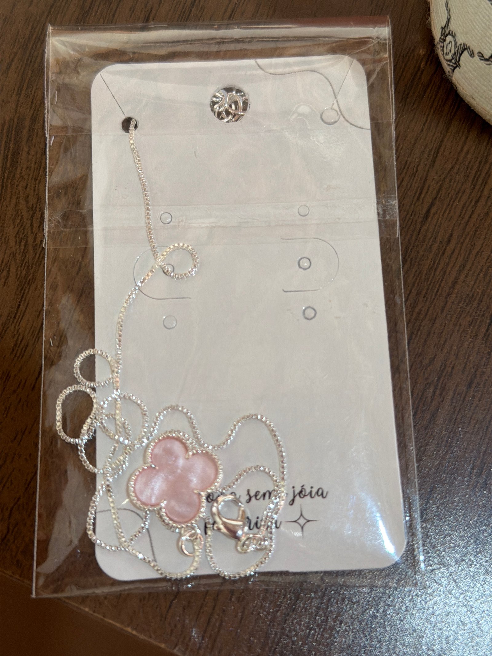 Colar trevo rosa 925