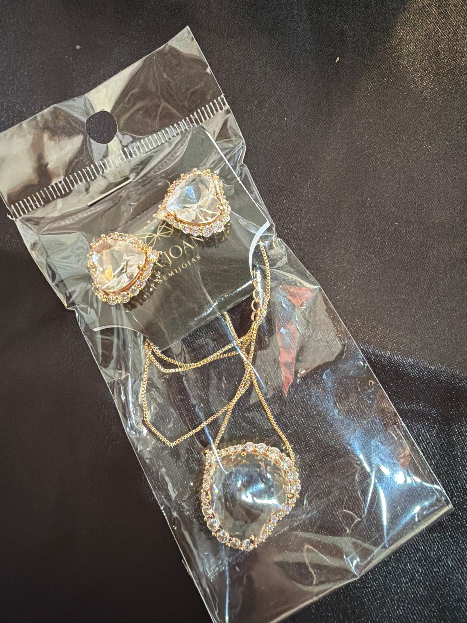 Conjunto coração cristal luxo