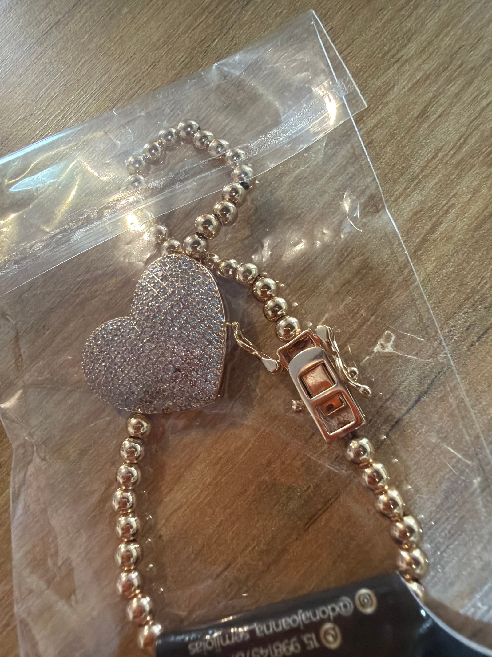 Pulseira coração brilho